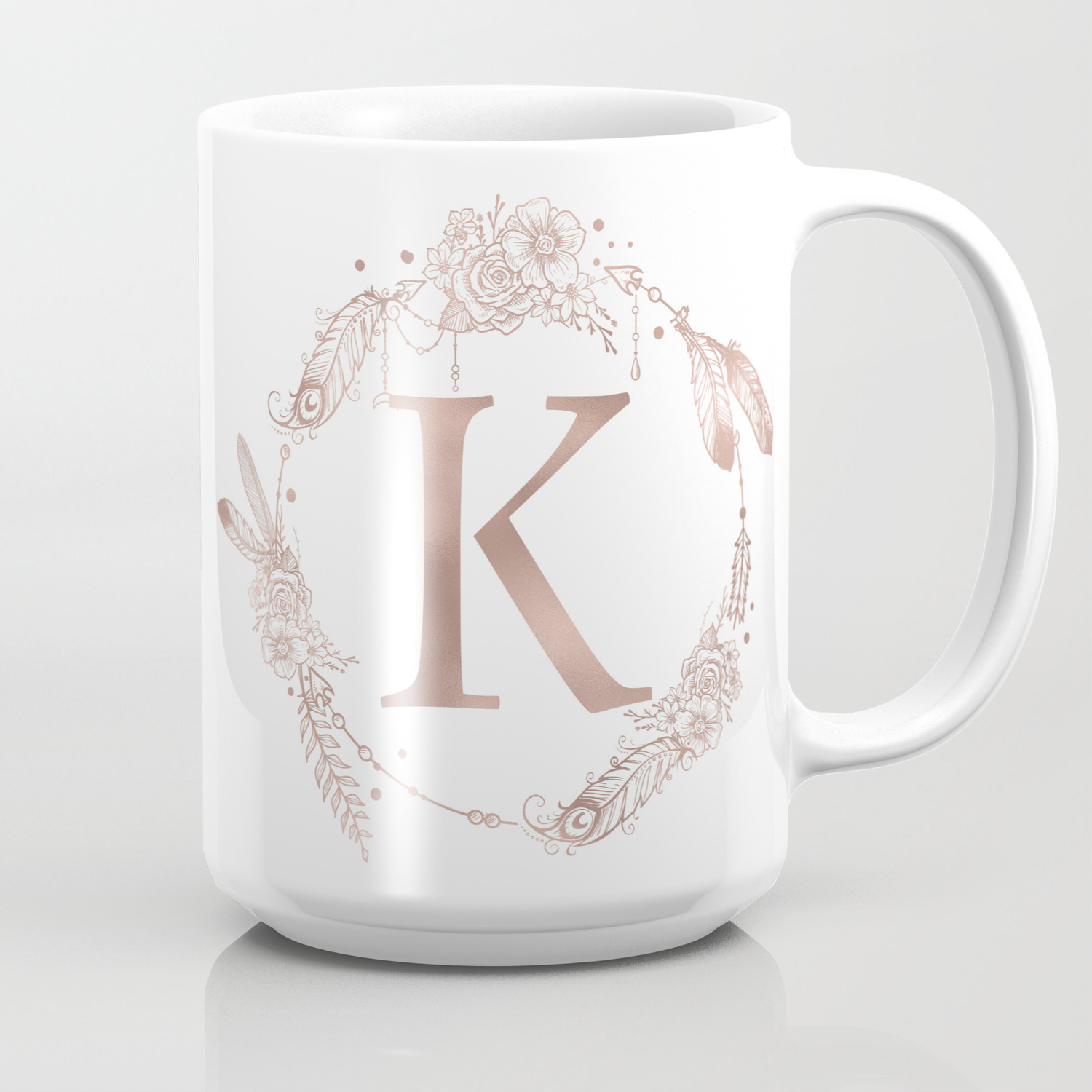 Letter K Rose Gold Pink Initial Monogram Coffee Mug By Naturemagick Society6