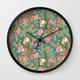 Poinciana Tropical Summer // Hand drawn Pattern Wall Clock