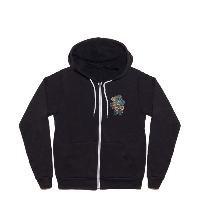 Orange Flowers Full Zip Hoodie by Designs by Monique Society6