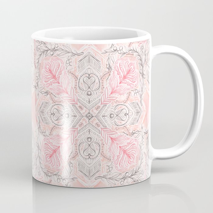 Peaches and Cream Doodle Tile Pattern Coffee Mug