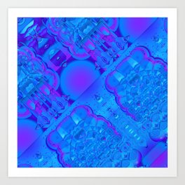 A.I. Art Print | 3 Dfractal, Abstract, Indigo, Sci-Fi, Blue, Fractal, Modern, Mandelbulb3D, 3D, Technology 