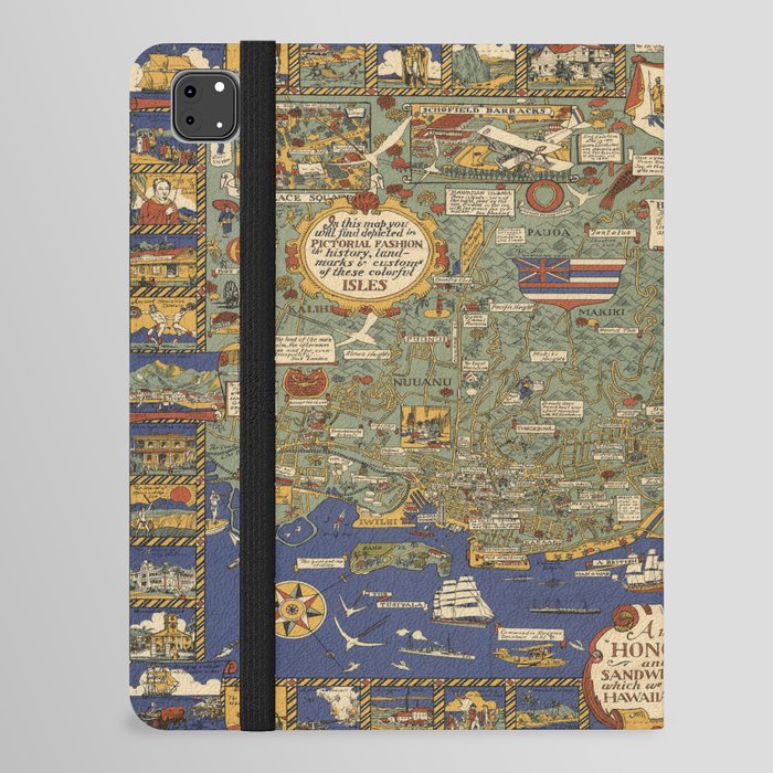 Honolulu and the Sandwich Islands which We Now Call the Hawaiian Islands.- Vintage Illustrated Map iPad Folio Case