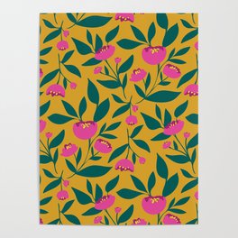 Bold and bright pink peony Poster