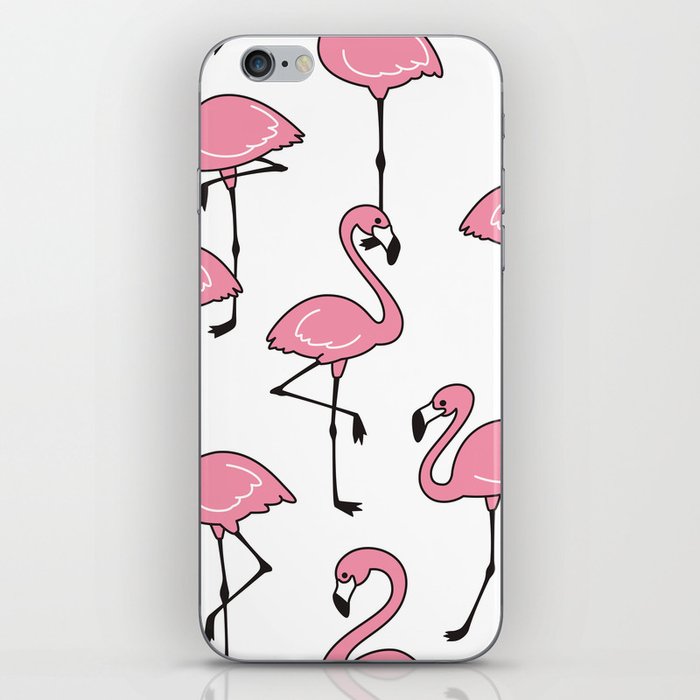 Flamingo seamless pattern vintage pink Flamingos exotic bird tropical scarf isolated tile background repeat wallpaper cartoon illustration doodle iPhone Skin