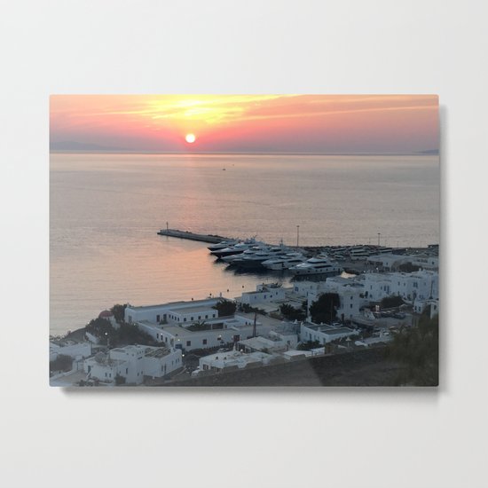 Sunset, Myconos Island, Greece Metal Print