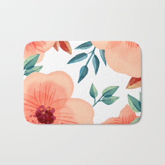 FLOWERS WATERCOLOR 2 Bath Mat
