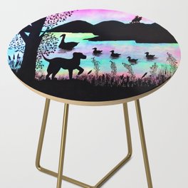 Nature Swan Dog Lake Silhouette Landscape  Side Table