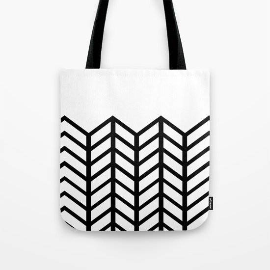 BLACK & WHITE LACE CHEVRON Tote Bag