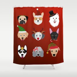Christmas Dogs Shower Curtain