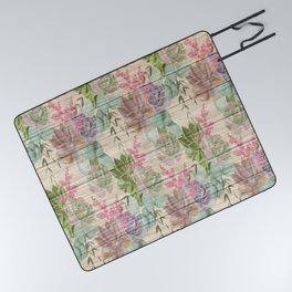 Flower on Wood Collection #2 Picnic Blanket