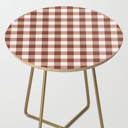 Coffee Brown & Cream Gingham Pattern Side Table