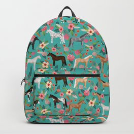 Horses floral horse breeds farm animal pets Backpack