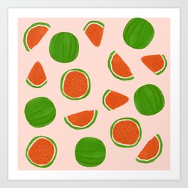 Summer fruit on pink | Illustration Tropical Texture  Style Art Print