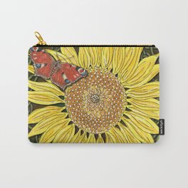 Sunflower and Peacock Butterfly Carry-All Pouch | Digital, Peacockbutterfly, Happy, Summer, Cottagecore, Sunflower, Floral, Painting, Nature, Butterfly 