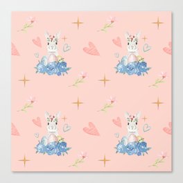 Easter Bunny In Roses Collection Canvas Print