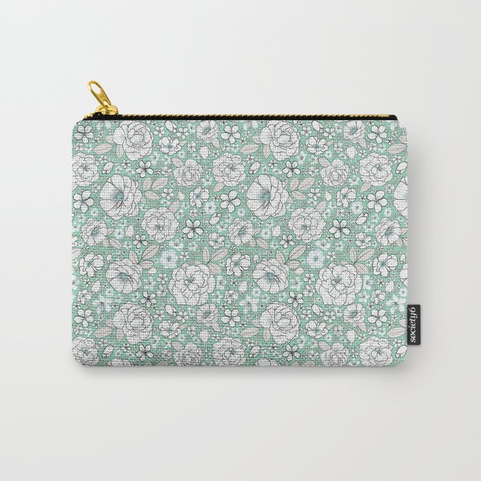 Boho Floral-Teal Carry-All Pouch