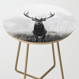 Horns Solo - Realistic Deer Drawing Side Table