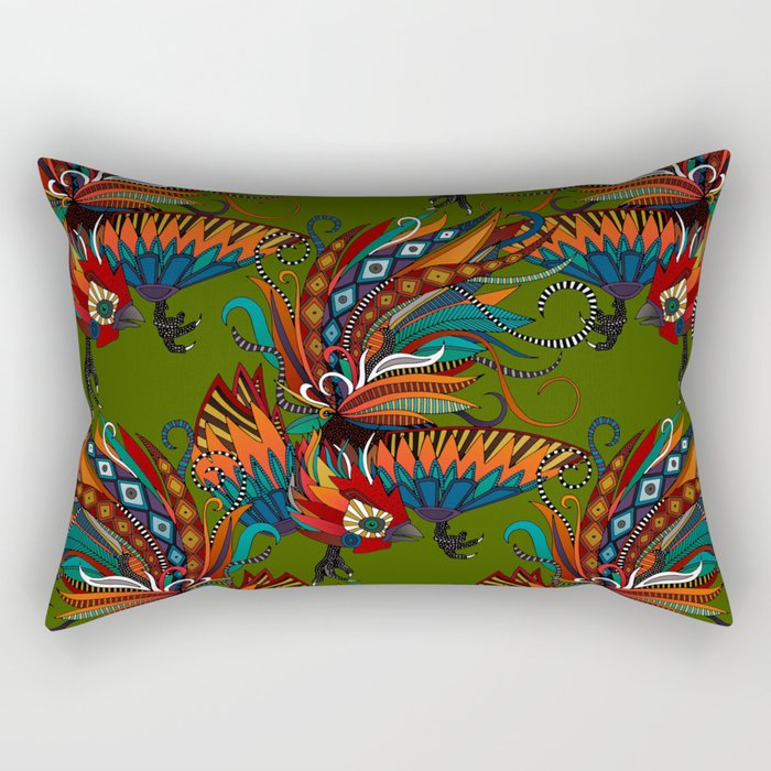 rooster ink green Rectangular Pillow