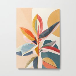 Colorful Branching Out 05 Metal Print | Color, Plant, Minimal, Palm, Curated, Painting, Monstera, Flora, Colorful, Pattern 
