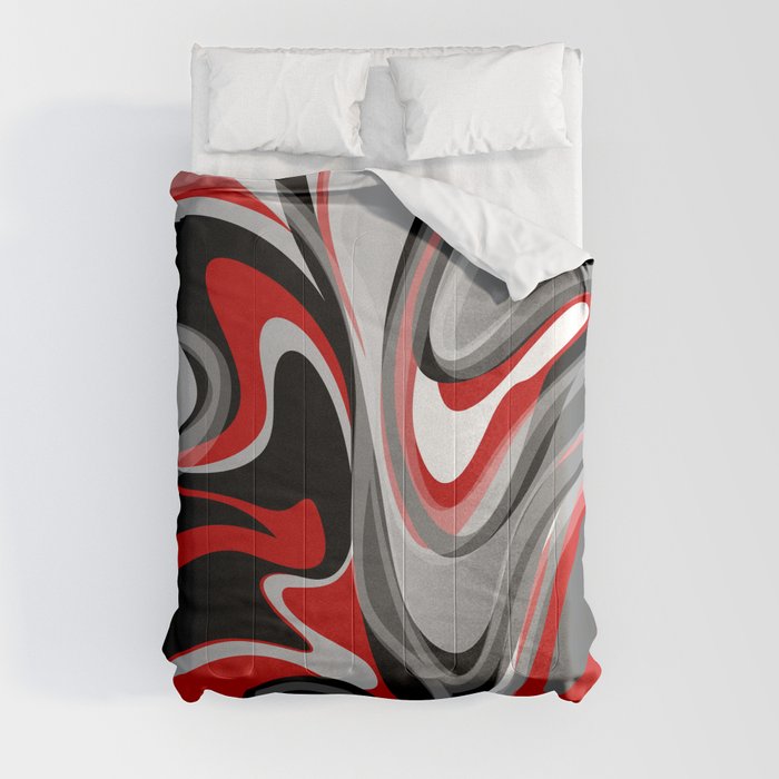 Liquify - Red, Gray, Black, White Comforter