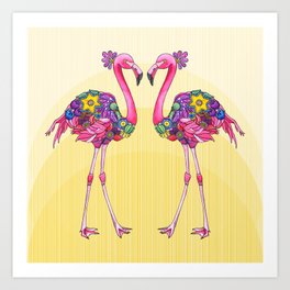 Flamingo Friends Art Print