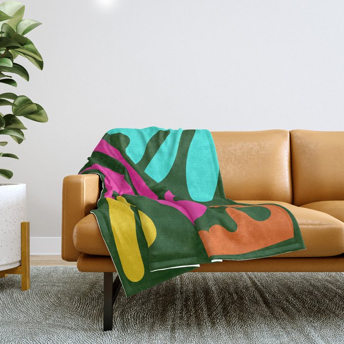 6 Matisse Cut Outs Inspired 220602 Abstract Shapes Organic Valourine Original Throw Blanket