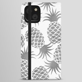 Modern white silver luxury tropical pineapple  iPhone Wallet Case
