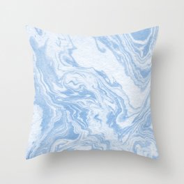 Ryoko - spilled ink abstract painting marble marbled paper art minimal swirl modern water ocean wave Throw Pillow