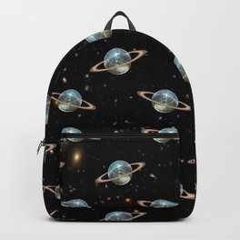 Saturn Disco II Backpack | Discoball, Planets, Curated, Disco, Music, Retro, Space, Party, Saturn, Collage 