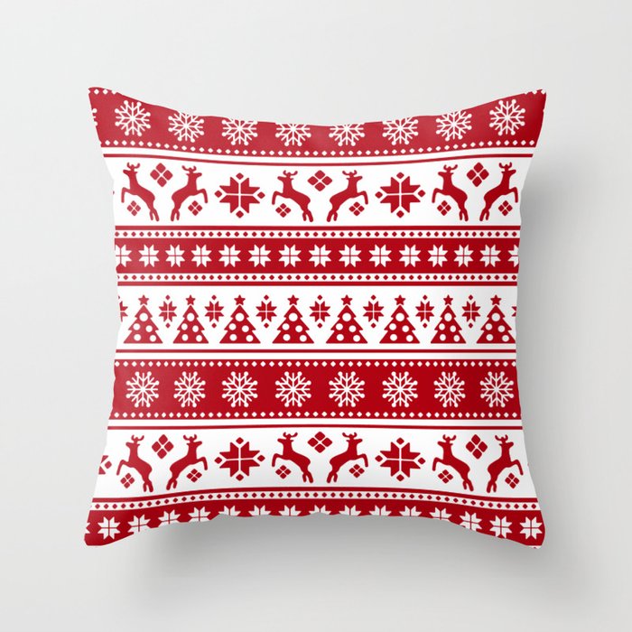 Christmas Holiday Nordic Pattern Cozy Throw Pillow