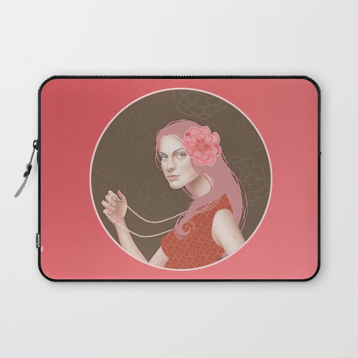 Girl Holding a Pearl Necklace Laptop Sleeve