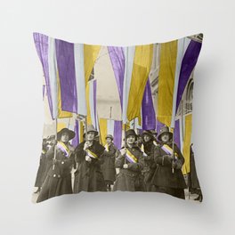 Feb 1917: On their day off, Working Women protest in front of White House for the right to vote Throw Pillow