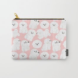 White Bischon Frise - Pink Background Carry-All Pouch
