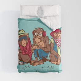 Three Wise Hipster Monkeys Comforter