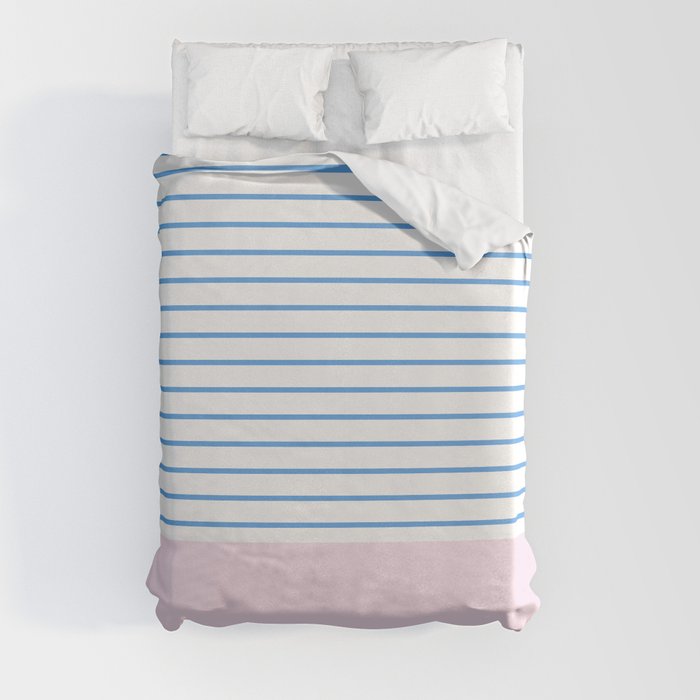Blue Stripes with Pink Duvet Cover