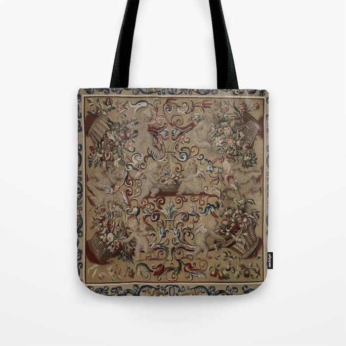 Antique 17th Century Drayton House English Tapestry Tote Bag