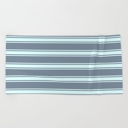 [ Thumbnail: Light Slate Gray & Light Cyan Colored Lines/Stripes Pattern Beach Towel ]