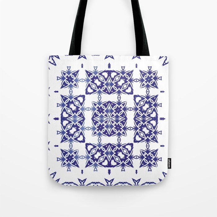 Ceramic tiles azulejo portugal. Vintage seamless pattern watercolor. Creative design. Blue ethnic background.  Tote Bag