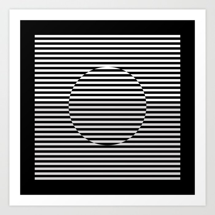 Optical Hypnotic Illusion 3 - Black & White Art Print