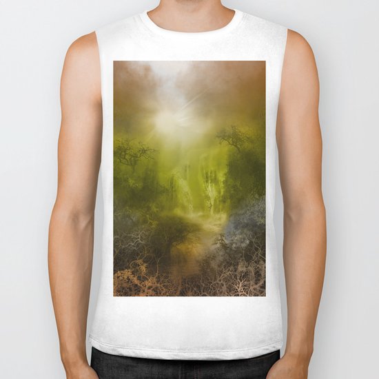 gold forest landscape Biker Tank