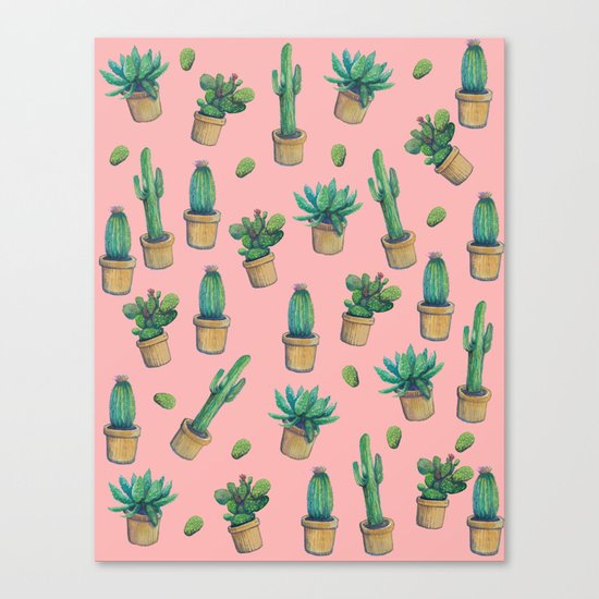 cactus pink water color Canvas Print