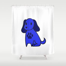 The Blue Dog With Paw Print Shower Curtain