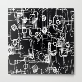 Scribble Doodle No.3 by Kathy Morton Stanion Metal Print | Minimlaistic, White, Blackandwhite, Ink Pen, Drawing, Black, Contemporary, Modern, Minimalism, Abstract 