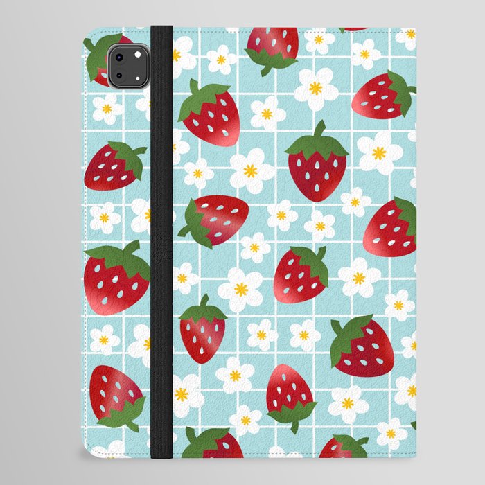 Yummy Strawberries - seafoam iPad Folio Case