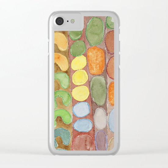 Striped Colorful Pattern with Croissants Clear iPhone Case