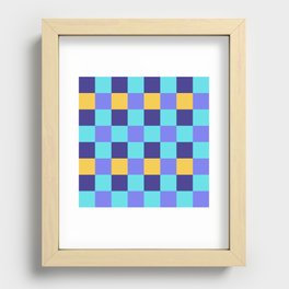 Purple Yellow Blue Lilac Large French Checkered Pattern Recessed Framed Print