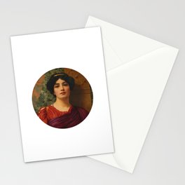 A Pompeian Lady (1904) Girl with a beautiful transparent Summer Green Dress" John William Godward Stationery Card