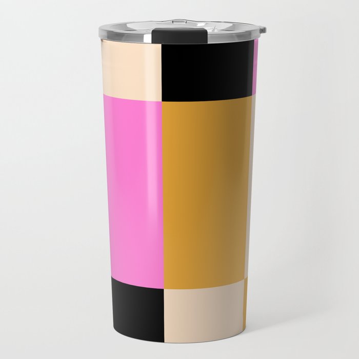 Shapes 15 | Pink Black Mustard Travel Mug