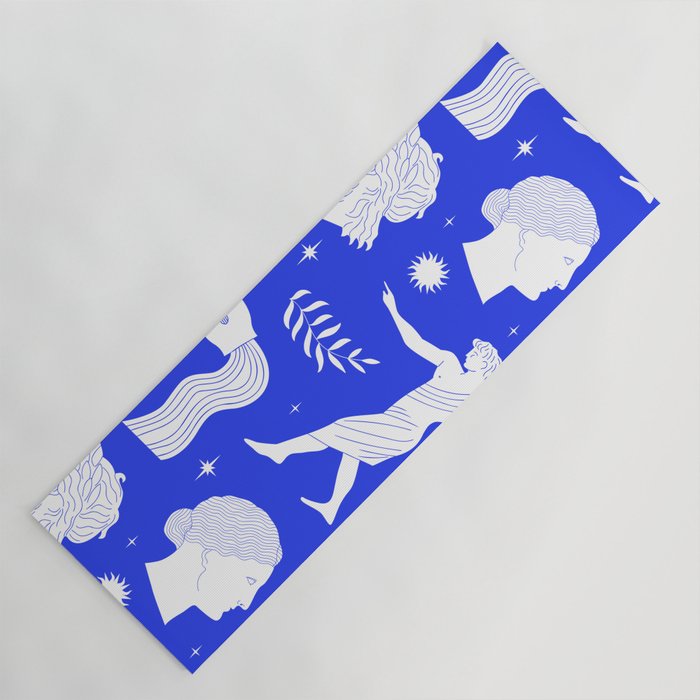 Blue greek statue and classic vintage monument pattern Yoga Mat
