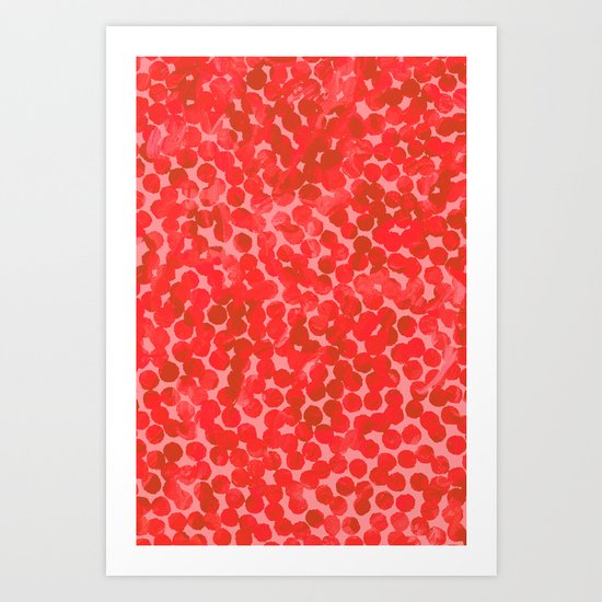 Coral Red Dots Art Print